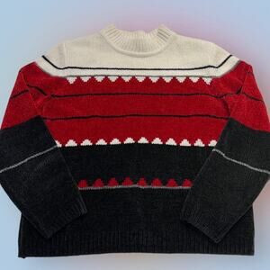 ALFRED DUNNER Women’s Petite Medium Red Black Sweater